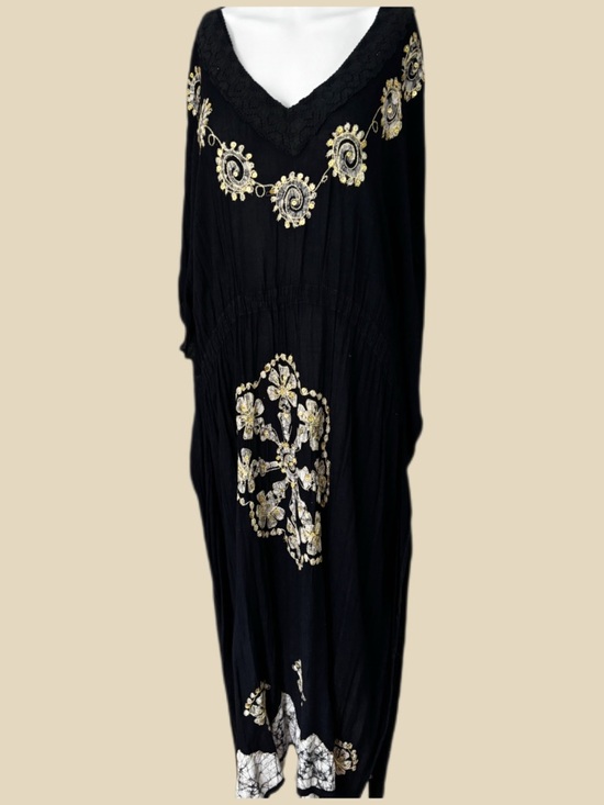 Riviera Sun Dresses & Skirts - BoHo Chic Plus Size Black Maxi Cafton Embellished with Gold
